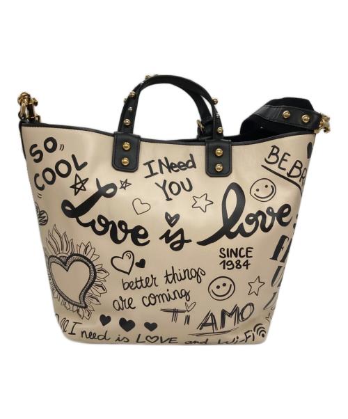DOLCE & GABBANA（ドルチェ＆ガッバーナ）DOLCE & GABBANA (ドルチェ＆ガッバーナ) Small Beatrice Graffiti Tote/2WAYバッグ アイボリー×ブラックの古着・服飾アイテム