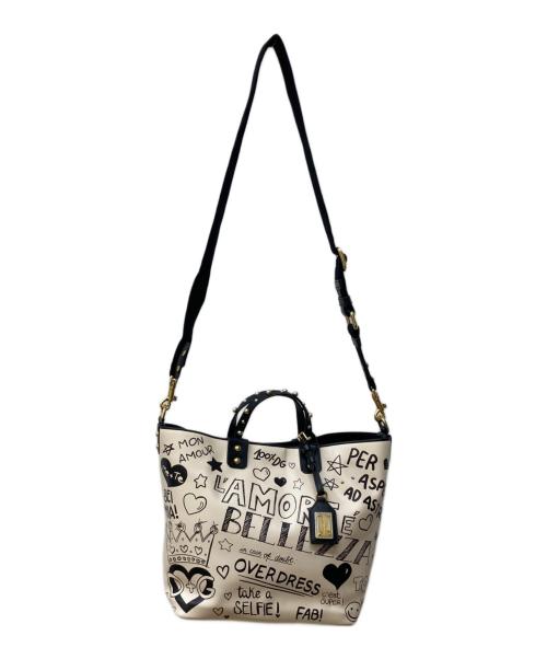 DOLCE & GABBANA（ドルチェ＆ガッバーナ）DOLCE & GABBANA (ドルチェ＆ガッバーナ) Small Beatrice Graffiti Tote/2WAYバッグ アイボリー×ブラックの古着・服飾アイテム