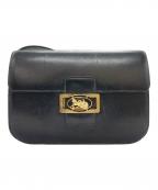 CELINEセリーヌ）の古着「馬車金具レザーショルダーバッグ」｜ブラック