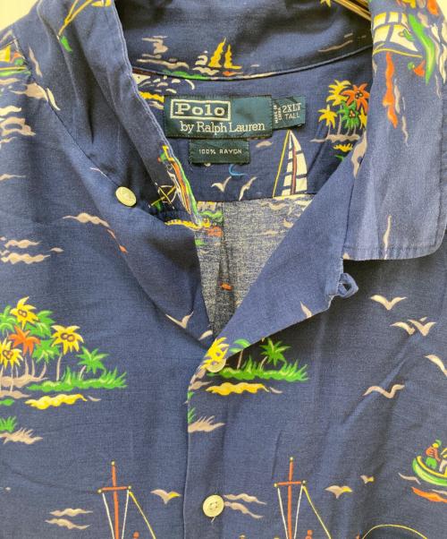 POLO RALPH LAUREN（ポロ・ラルフローレン）POLO RALPH LAUREN (ポロ・ラルフローレン) レーヨンアロハシャツ ネイビー サイズ:2XLの古着・服飾アイテム
