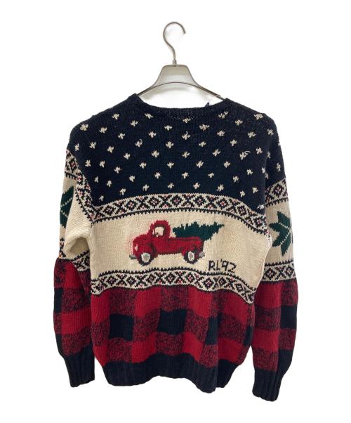 RALPH LAUREN（ラルフローレン）RALPH LAUREN (ラルフローレン) カーデザインハンドニット ブラック サイズ:XLの古着・服飾アイテム