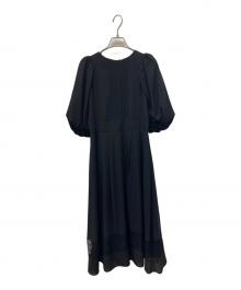 Loulou Willoughby（ルルウィルビー）の古着「バルーンスリーブ裾レースワンピース」｜ブラック