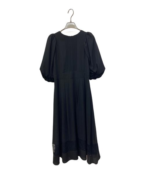 Loulou Willoughby（ルルウィルビー）Loulou Willoughby (ルルウィルビー) バルーンスリーブ裾レースワンピース ブラック サイズ:2の古着・服飾アイテム