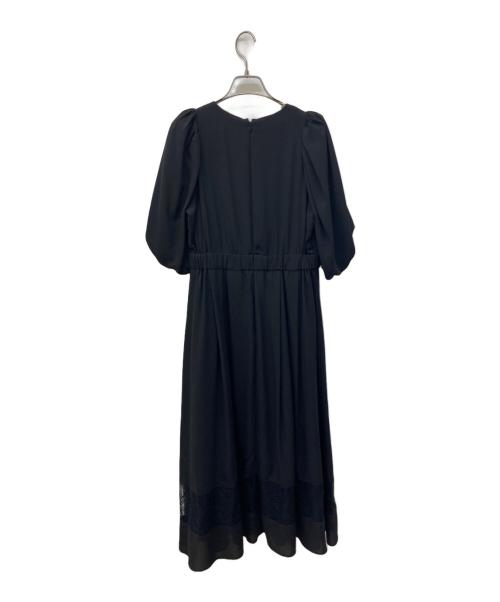 Loulou Willoughby（ルルウィルビー）Loulou Willoughby (ルルウィルビー) バルーンスリーブ裾レースワンピース ブラック サイズ:2の古着・服飾アイテム