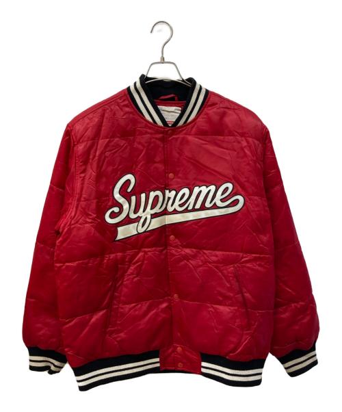 SUPREME（シュプリーム）Supreme (シュプリーム) script varsity puffy jacket/ナイロンスタジャン レッド サイズ:XLの古着・服飾アイテム