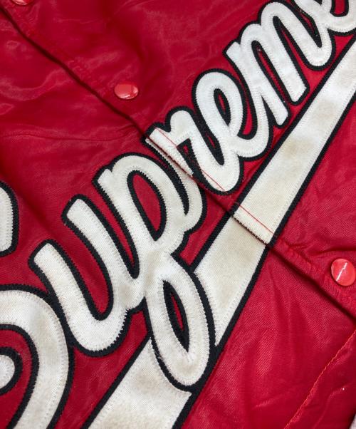 SUPREME（シュプリーム）Supreme (シュプリーム) script varsity puffy jacket/ナイロンスタジャン レッド サイズ:XLの古着・服飾アイテム