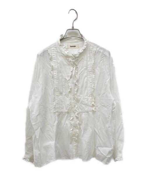 tumugu（ツムグ）tumugu (ツムグ) ふわふわコットンタックフリルブラウス ホワイト サイズ:FREEの古着・服飾アイテム