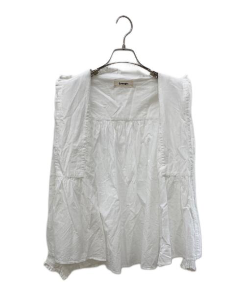 tumugu（ツムグ）tumugu (ツムグ) ふわふわコットンタックフリルブラウス ホワイト サイズ:FREEの古着・服飾アイテム