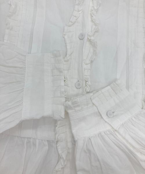 tumugu（ツムグ）tumugu (ツムグ) ふわふわコットンタックフリルブラウス ホワイト サイズ:FREEの古着・服飾アイテム