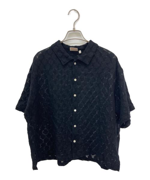 INDIA INDUSTRY（インディアインダストーリー）india industry (インディアインダストーリー) S/Sレースシャツ ブラック サイズ:1の古着・服飾アイテム