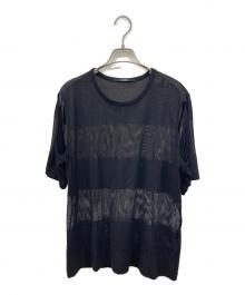 LIMI feu（リミフゥ）の古着「メッシュボーダーTシャツ」｜ブラック