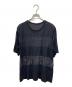 LIMI feu（リミフゥ）の古着「メッシュボーダーTシャツ」｜ブラック