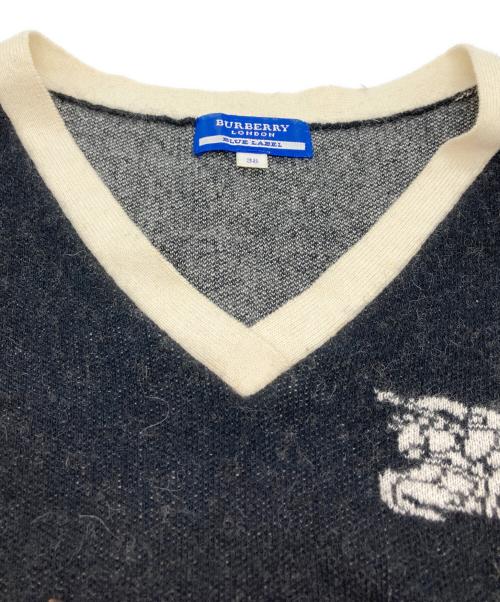 BURBERRY BLUE LABEL（バーバリー ブルー レーベル）BURBERRY BLUE LABEL (バーバリー ブルー レーベル) ロゴVネックニット ブラック サイズ:SIZE 38の古着・服飾アイテム