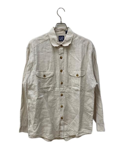 GAP（ギャップ）GAP (ギャップ) フラップリネンシャツ ベージュ サイズ:Lの古着・服飾アイテム