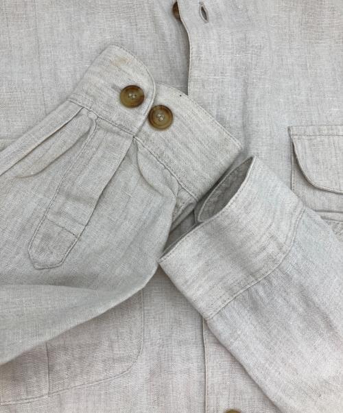 GAP（ギャップ）GAP (ギャップ) フラップリネンシャツ ベージュ サイズ:Lの古着・服飾アイテム