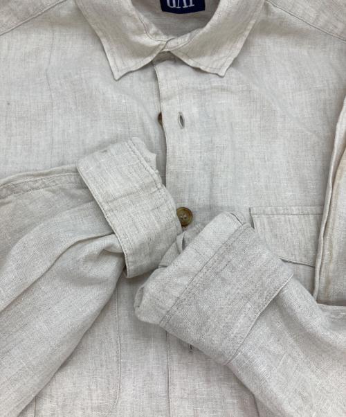 GAP（ギャップ）GAP (ギャップ) フラップリネンシャツ ベージュ サイズ:Lの古着・服飾アイテム
