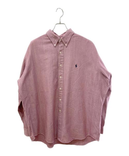 POLO RALPH LAUREN（ポロ・ラルフローレン）POLO RALPH LAUREN (ポロ・ラルフローレン) ヘリンボーン織ボタンダウンシャツ レッド サイズ:XLの古着・服飾アイテム