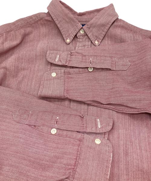 POLO RALPH LAUREN（ポロ・ラルフローレン）POLO RALPH LAUREN (ポロ・ラルフローレン) ヘリンボーン織ボタンダウンシャツ レッド サイズ:XLの古着・服飾アイテム
