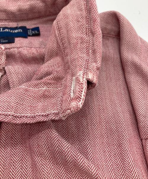 POLO RALPH LAUREN（ポロ・ラルフローレン）POLO RALPH LAUREN (ポロ・ラルフローレン) ヘリンボーン織ボタンダウンシャツ レッド サイズ:XLの古着・服飾アイテム
