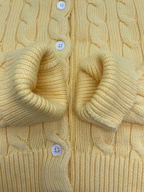 POLO RALPH LAUREN（ポロ・ラルフローレン）POLO RALPH LAUREN (ポロ・ラルフローレン) ケーブルニットカーディガン イエロー サイズ:Ｍの古着・服飾アイテム
