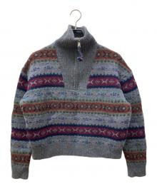 POLO RALPH LAUREN（ポロ・ラルフローレン）の古着「フェアアイルハーフジップニット」｜グレー