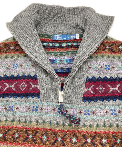 POLO RALPH LAUREN（ポロ・ラルフローレン）POLO RALPH LAUREN (ポロ・ラルフローレン) フェアアイルハーフジップニット グレー サイズ:Ｍの古着・服飾アイテム