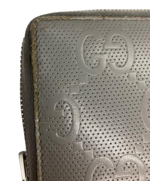 GUCCI（グッチ）GUCCI (グッチ) GGエンボスジップアラウンドウォレット長財布 グレーの古着・服飾アイテム