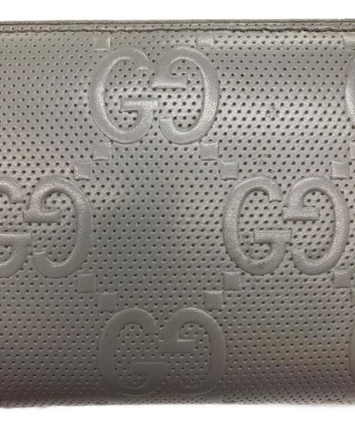 GUCCI（グッチ）GUCCI (グッチ) GGエンボスジップアラウンドウォレット長財布 グレーの古着・服飾アイテム