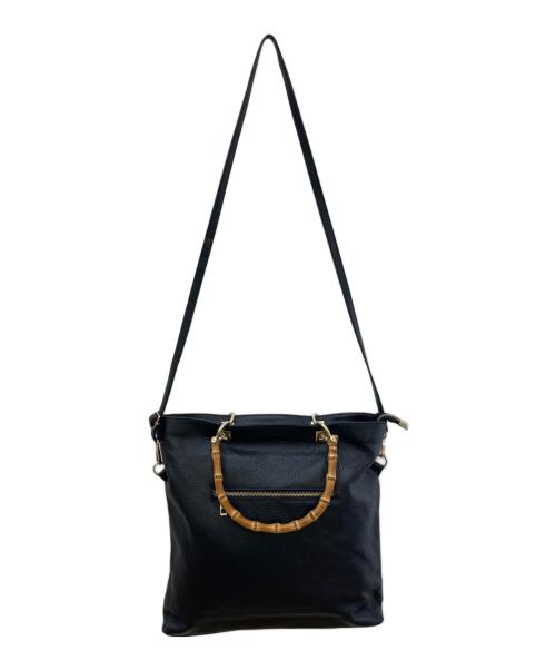 AULENTTI（オウレンティ）AULENTTI (オウレンティ) バンブーハンドル2wayレザートートバッグ ブラックの古着・服飾アイテム