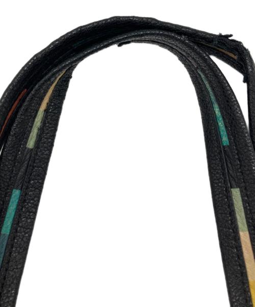 PAUL SMITH（ポールスミス）Paul Smith (ポールスミス) レザートートバッグ/インレイドストライプハンドルトートバッグ ブラックの古着・服飾アイテム