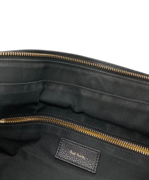 PAUL SMITH（ポールスミス）Paul Smith (ポールスミス) レザートートバッグ/インレイドストライプハンドルトートバッグ ブラックの古着・服飾アイテム