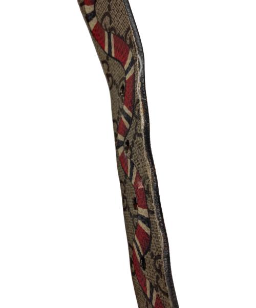GUCCI（グッチ）GUCCI (グッチ) スネークプリントレザーベルト/GGスプリーム キャンバス ベルト ブラウンの古着・服飾アイテム