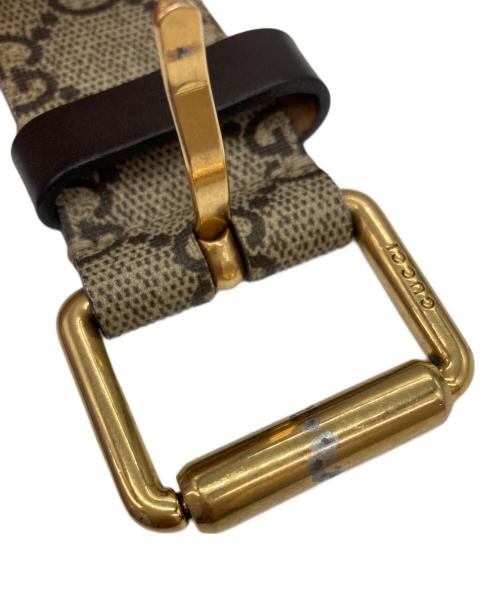 GUCCI（グッチ）GUCCI (グッチ) スネークプリントレザーベルト/GGスプリーム キャンバス ベルト ブラウンの古着・服飾アイテム