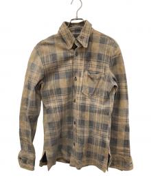 ISAMU KATAYAMA BACKLASH（イサムカタヤマ・バックラッシュ）の古着「シープレザー転写チェックシャツ」｜ブラウン