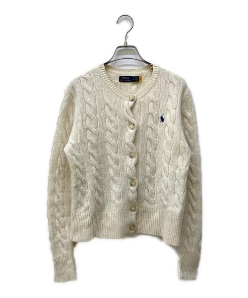POLO RALPH LAUREN（ポロ・ラルフローレン）POLO RALPH LAUREN (ポロ・ラルフローレン) カシミヤ混ケーブルニットカーディガン アイボリー サイズ:Mの古着・服飾アイテム