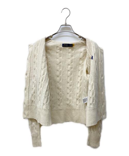 POLO RALPH LAUREN（ポロ・ラルフローレン）POLO RALPH LAUREN (ポロ・ラルフローレン) カシミヤ混ケーブルニットカーディガン アイボリー サイズ:Mの古着・服飾アイテム
