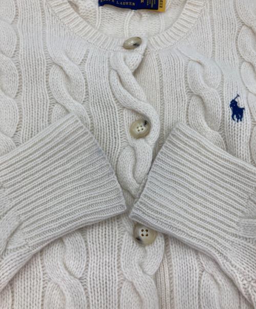 POLO RALPH LAUREN（ポロ・ラルフローレン）POLO RALPH LAUREN (ポロ・ラルフローレン) カシミヤ混ケーブルニットカーディガン アイボリー サイズ:Mの古着・服飾アイテム