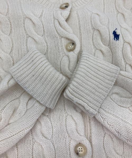 POLO RALPH LAUREN（ポロ・ラルフローレン）POLO RALPH LAUREN (ポロ・ラルフローレン) カシミヤ混ケーブルニットカーディガン アイボリー サイズ:Mの古着・服飾アイテム