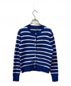 POLO RALPH LAURENポロ・ラルフローレン）の古着「ボーダーニットカーディガン」｜ホワイト×ブルー