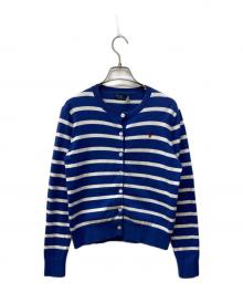 POLO RALPH LAUREN（ポロ・ラルフローレン）の古着「ボーダーニットカーディガン」｜ホワイト×ブルー