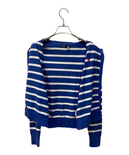 POLO RALPH LAUREN（ポロ・ラルフローレン）POLO RALPH LAUREN (ポロ・ラルフローレン) ボーダーニットカーディガン ホワイト×ブルー サイズ:S/Pの古着・服飾アイテム