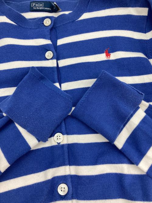 POLO RALPH LAUREN（ポロ・ラルフローレン）POLO RALPH LAUREN (ポロ・ラルフローレン) ボーダーニットカーディガン ホワイト×ブルー サイズ:S/Pの古着・服飾アイテム