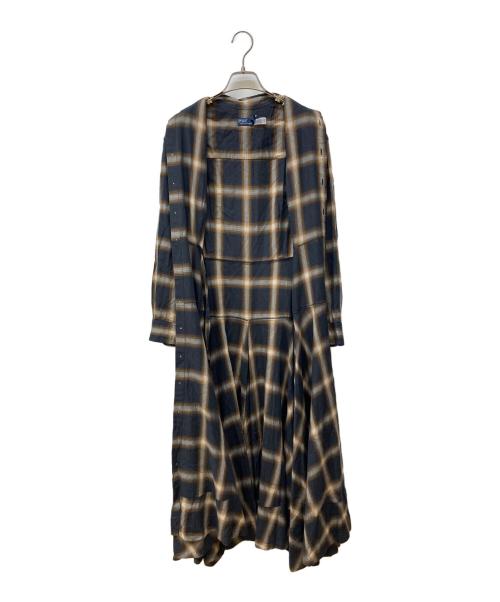 POLO RALPH LAUREN（ポロ・ラルフローレン）POLO RALPH LAUREN (ポロ・ラルフローレン) チェックシャツワンピース ブラウン×ブラックの古着・服飾アイテム