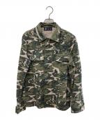 Andy Warhol by HYSTERIC GLAMOURアンディーウォーホルバイヒステリックグラマー）の古着「カモ柄ジップシャツ」｜グリーン