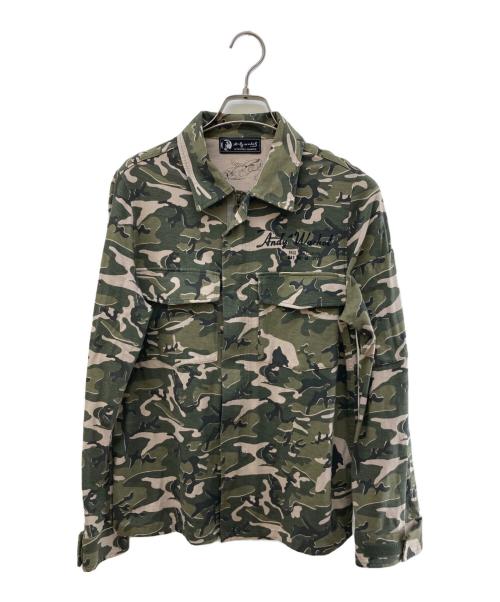 Andy Warhol by HYSTERIC GLAMOUR（アンディーウォーホルバイヒステリックグラマー）Andy Warhol by HYSTERIC GLAMOUR (アンディーウォーホルバイヒステリックグラマー) カモ柄ジップシャツ グリーン サイズ:Freeの古着・服飾アイテム