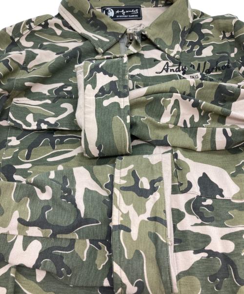 Andy Warhol by HYSTERIC GLAMOUR（アンディーウォーホルバイヒステリックグラマー）Andy Warhol by HYSTERIC GLAMOUR (アンディーウォーホルバイヒステリックグラマー) カモ柄ジップシャツ グリーン サイズ:Freeの古着・服飾アイテム