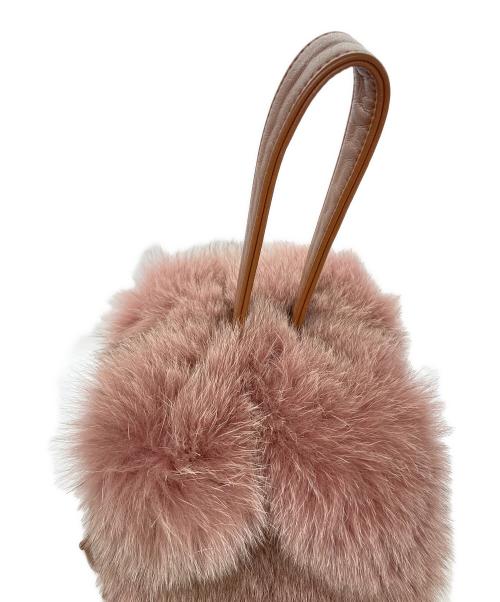 LUDLOW（ラドロー）LUDLOW (ラドロー) フォックスファーワンハンドルバッグ レッド×ブラウンの古着・服飾アイテム