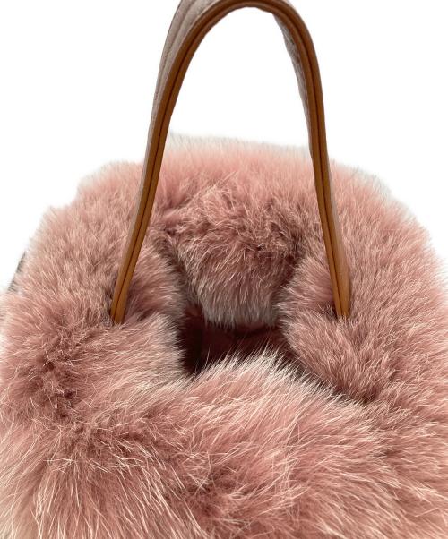 LUDLOW（ラドロー）LUDLOW (ラドロー) フォックスファーワンハンドルバッグ レッド×ブラウンの古着・服飾アイテム