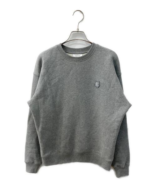 maison kitsune（メゾンキツネ）maison kitsune (メゾンキツネ) 裏起毛ワンポイント刺繍スウェット グレー サイズ:Mの古着・服飾アイテム
