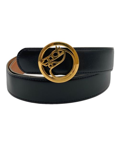 HERMES（エルメス）HERMES (エルメス) シュバルバックルレザーベルト ゴールド×ブラック サイズ:-の古着・服飾アイテム